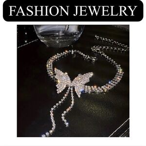 Butterfly Tassel Choker Necklace, NIP